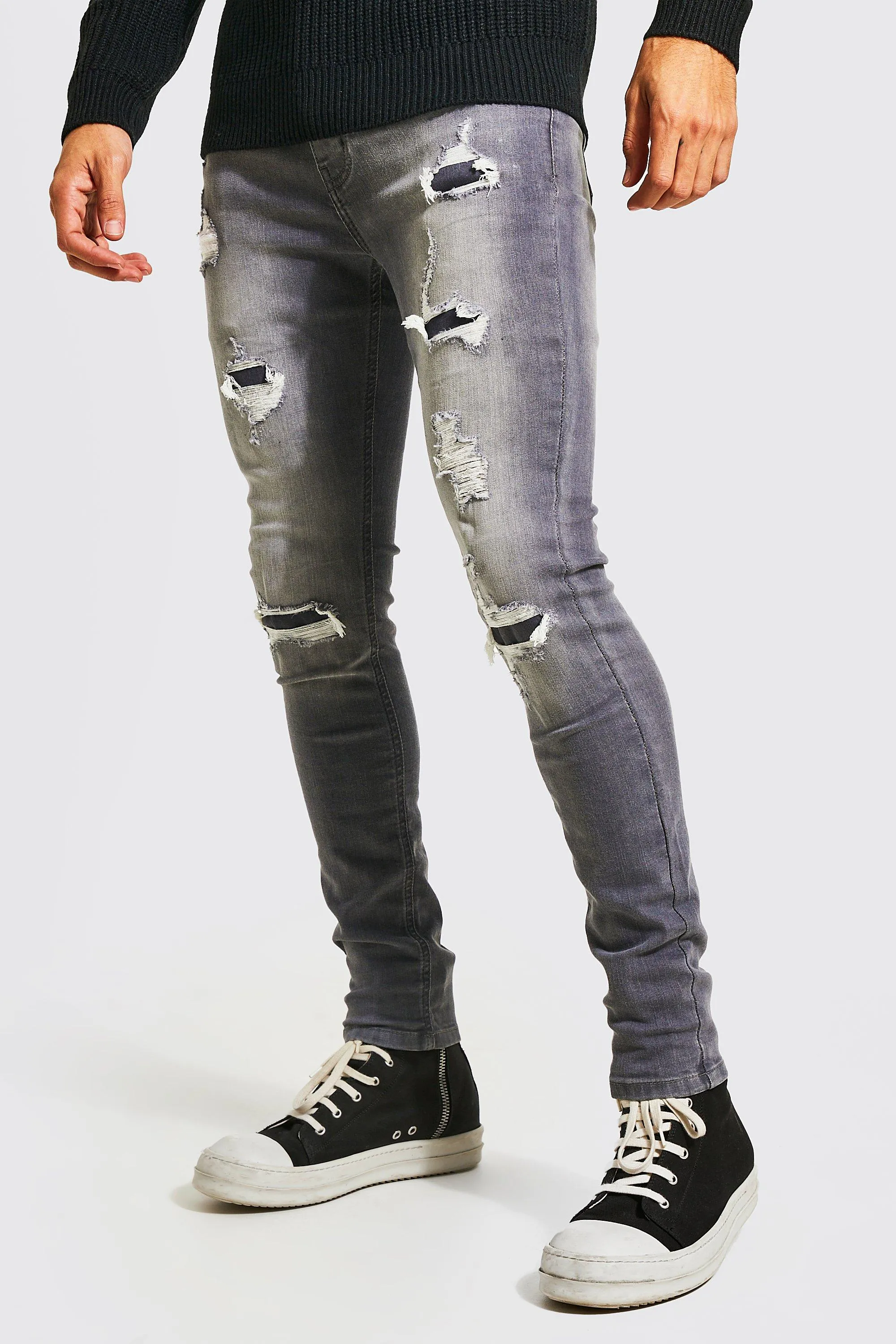 Super Skinny Rip & Repair Self Fabric Jeans