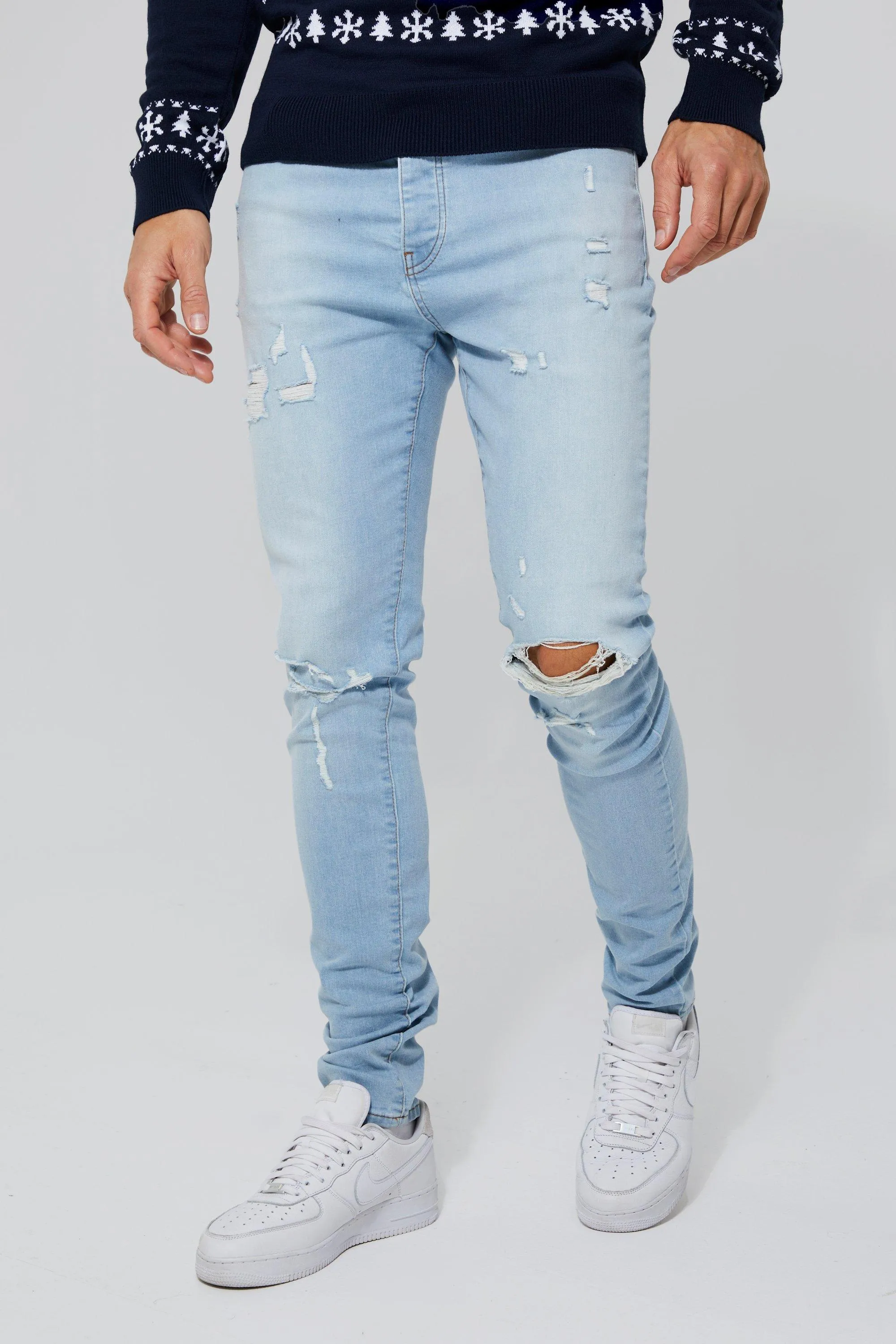 Tall Skinny Stretch Knee Rip Jeans