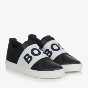 Teen Boys Navy Blue Leather Trainers