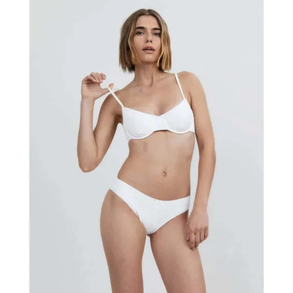 The Daphne Eyelet Bikini Top - White