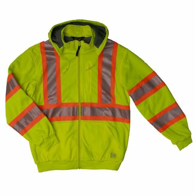 Tough Duck Men's Thermal Lined Safety Hoodie in Fluorescent Green