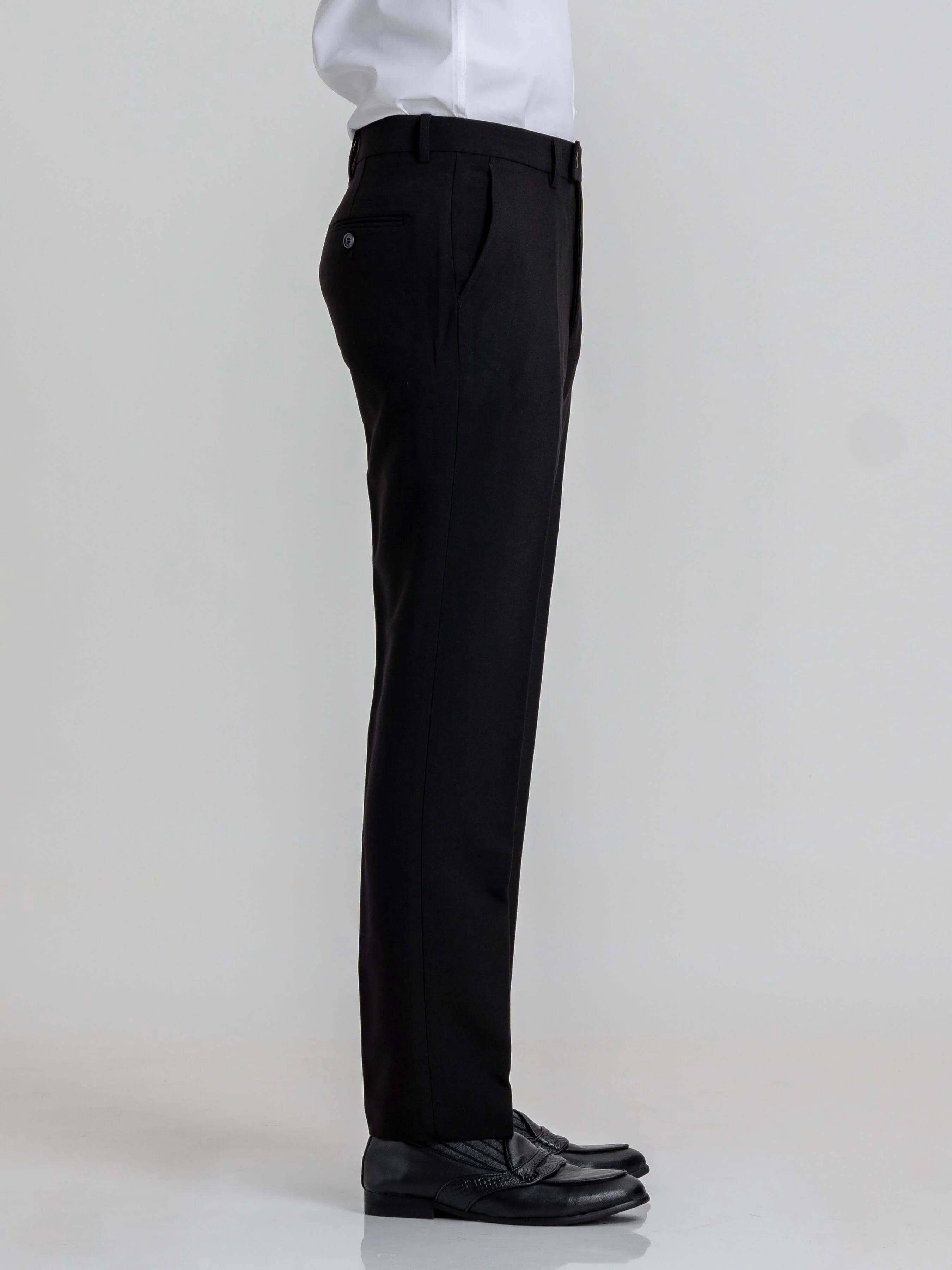 Trousers With Belt Loop - Deep Black Plain (Stretchable)