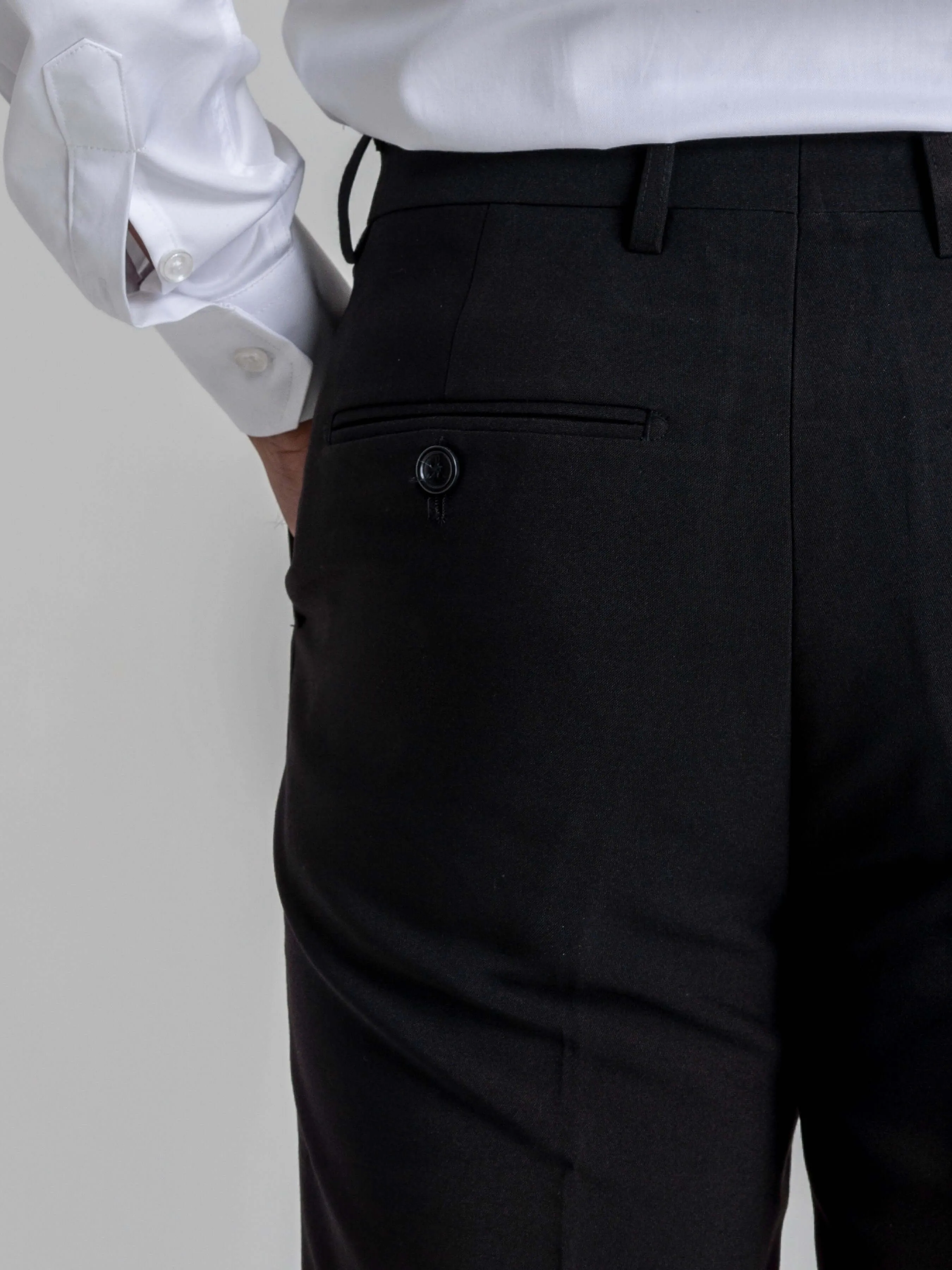 Trousers With Belt Loop - Deep Black Plain (Stretchable)