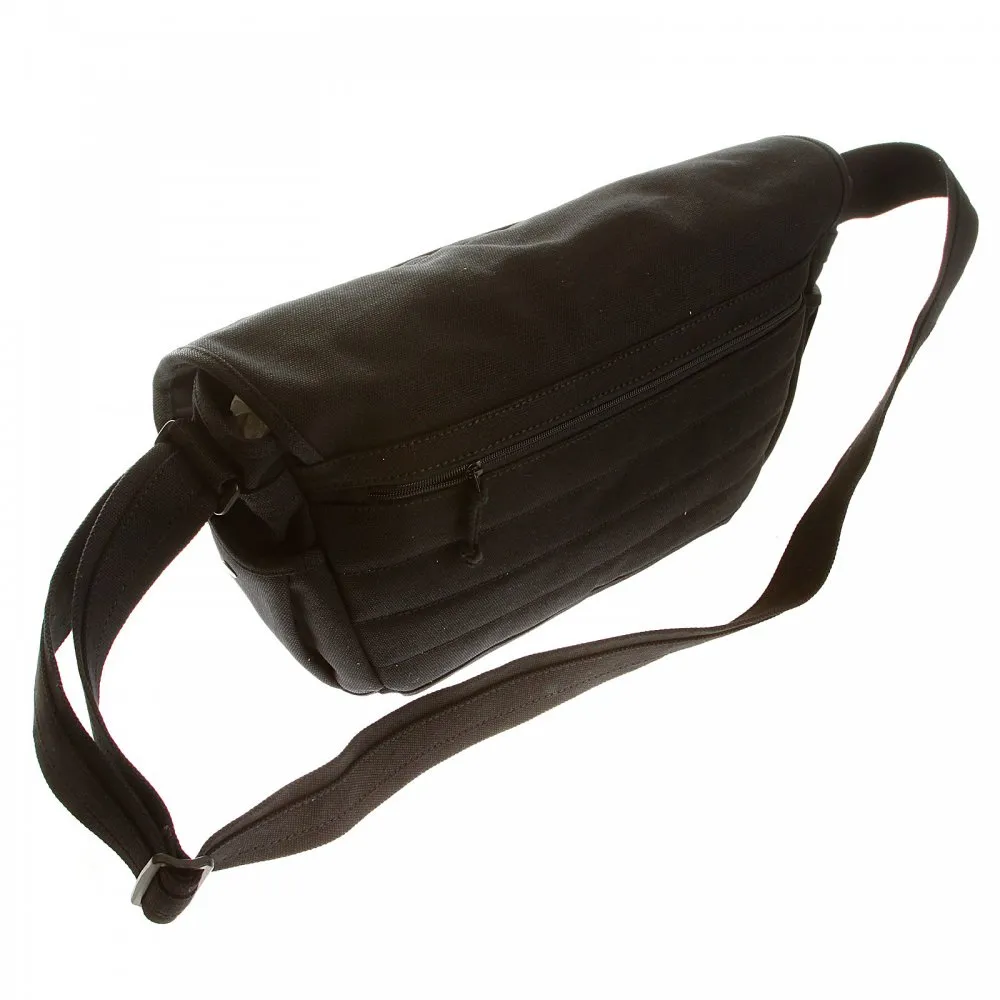 Unisex Black Canvas Shoulder Bag