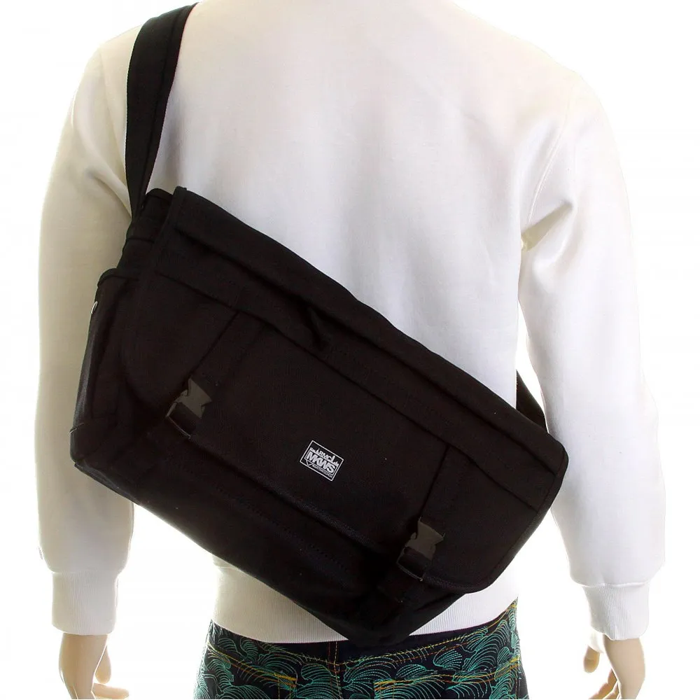 Unisex Black Canvas Shoulder Bag