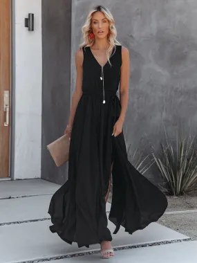 V-Neck Maxi Dress Sleeveless Long Prom Dress