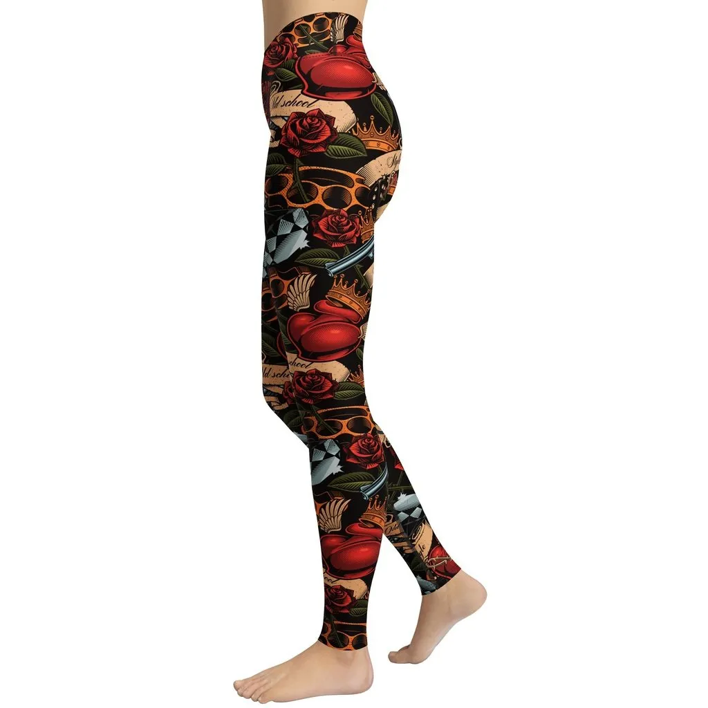 Vintage Tattoos Yoga Leggings