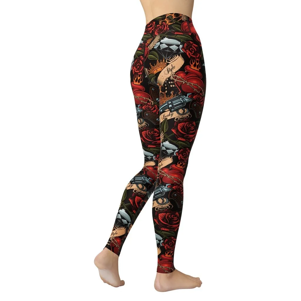 Vintage Tattoos Yoga Leggings