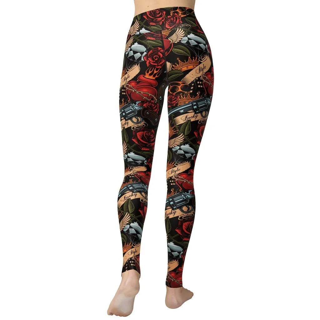 Vintage Tattoos Yoga Leggings