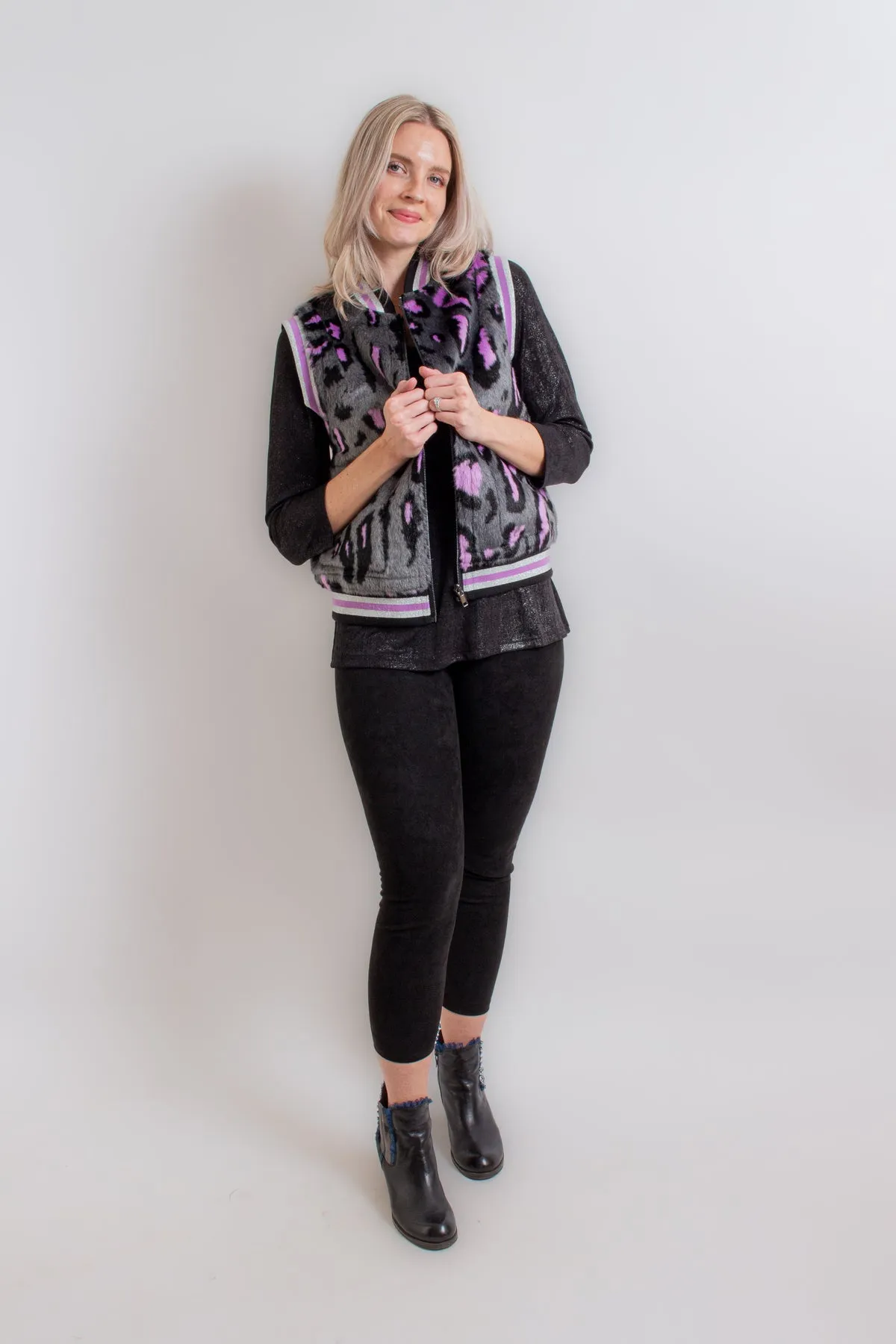 Violet Leopard Reversible Vest