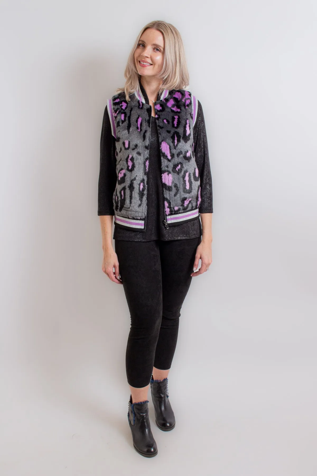 Violet Leopard Reversible Vest