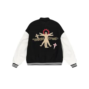 Vitruvian Man Embroidered Varsity Jacket