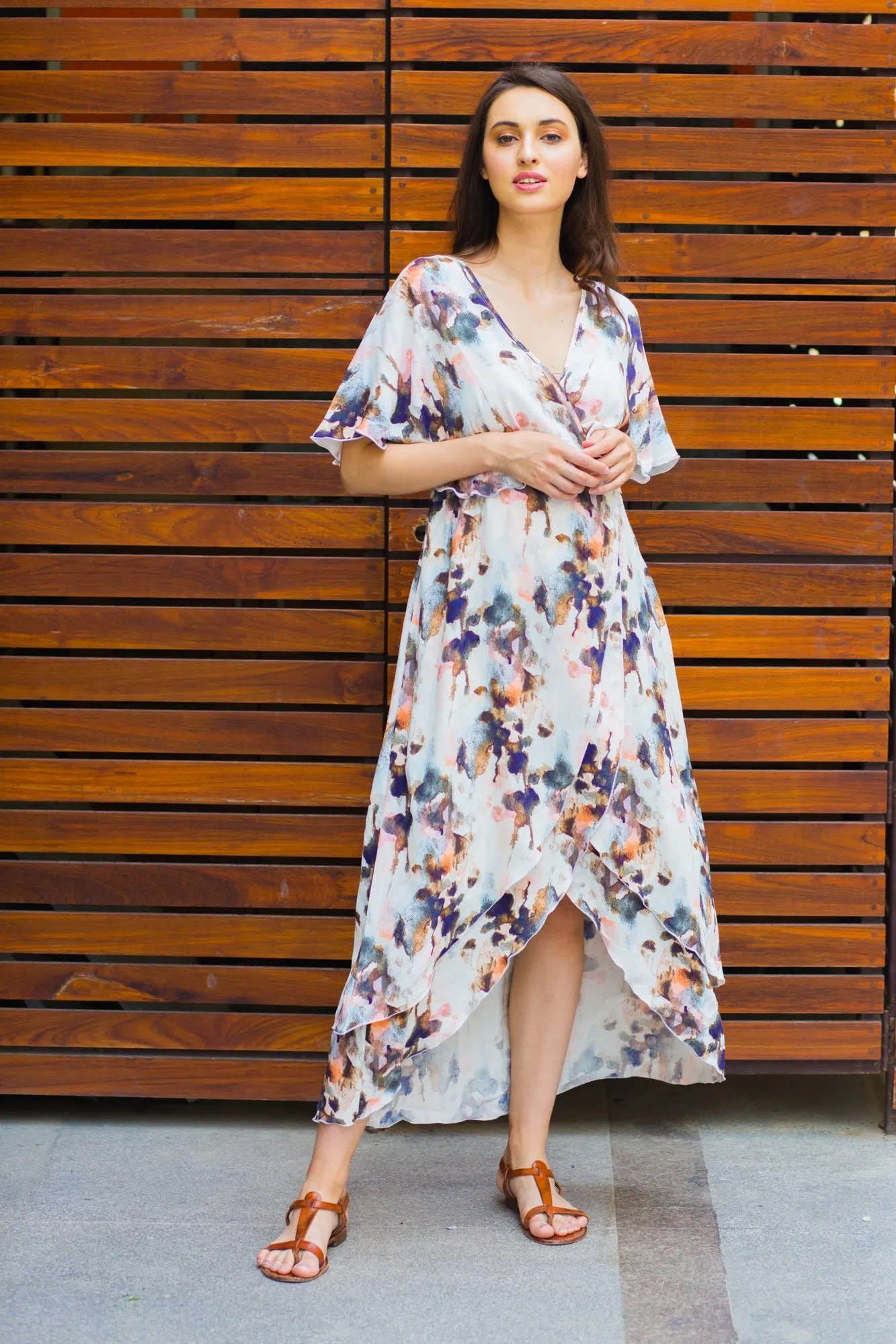 Watercolour Frost  Maternity & Nursing Layer Dress