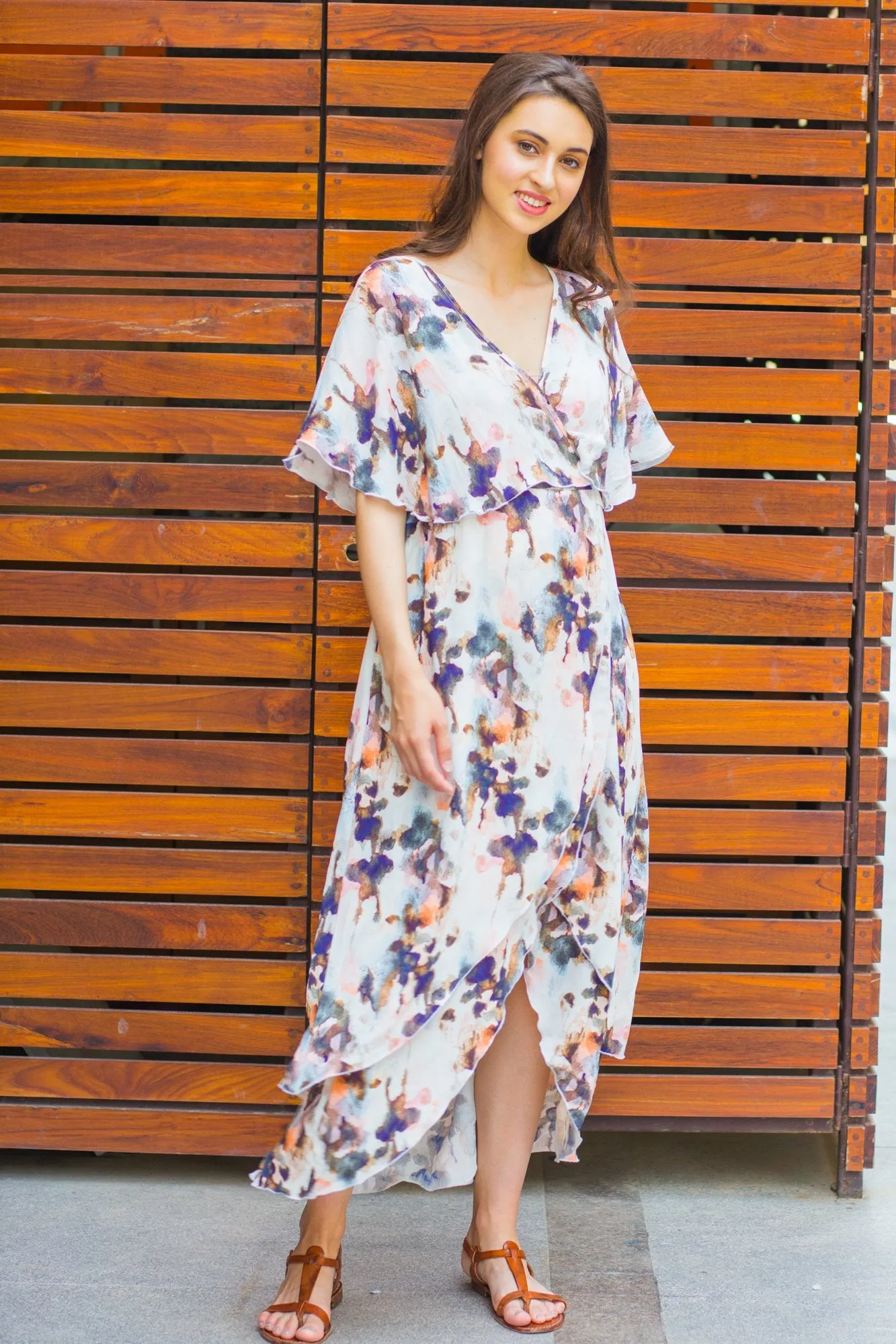 Watercolour Frost  Maternity & Nursing Layer Dress