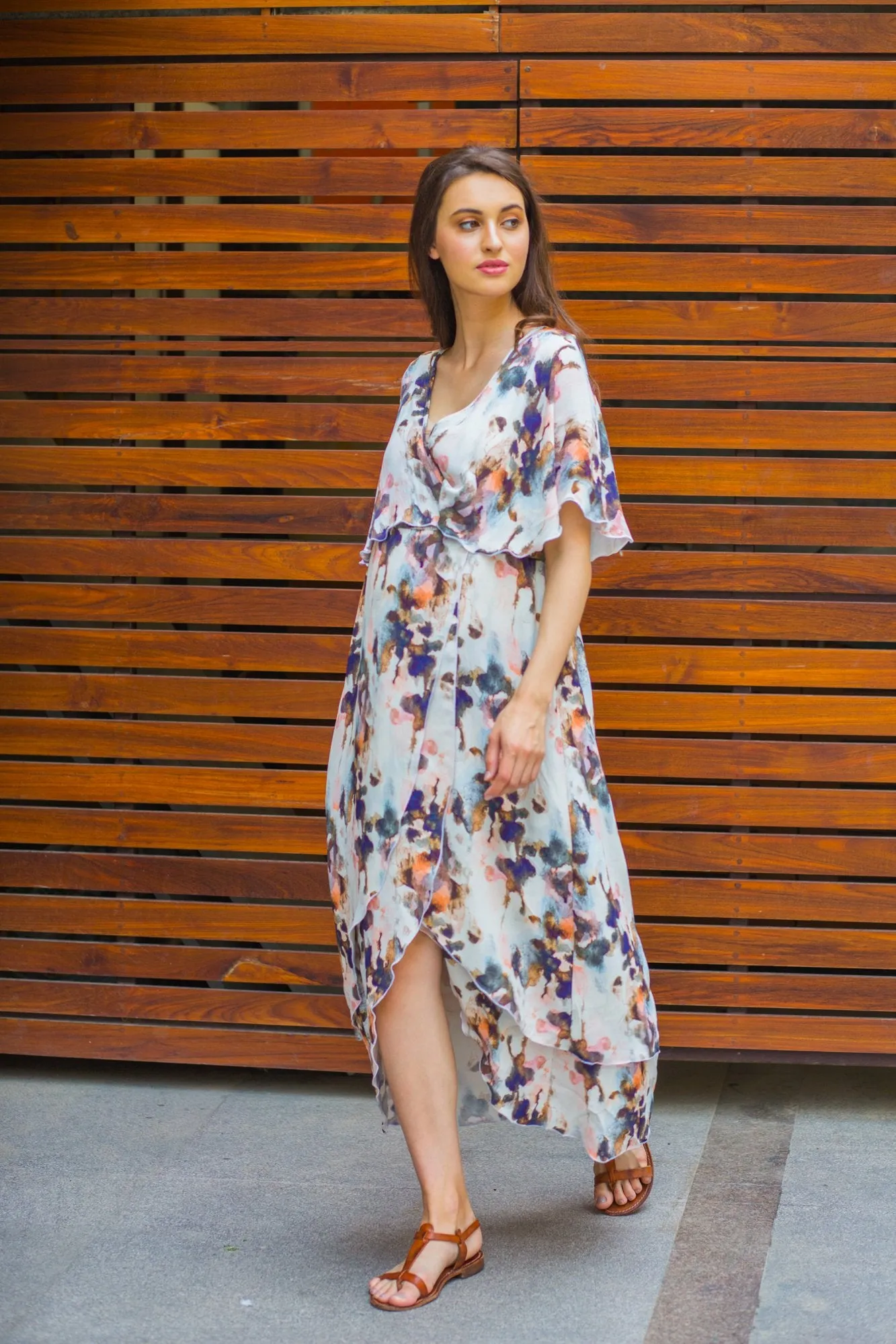 Watercolour Frost  Maternity & Nursing Layer Dress