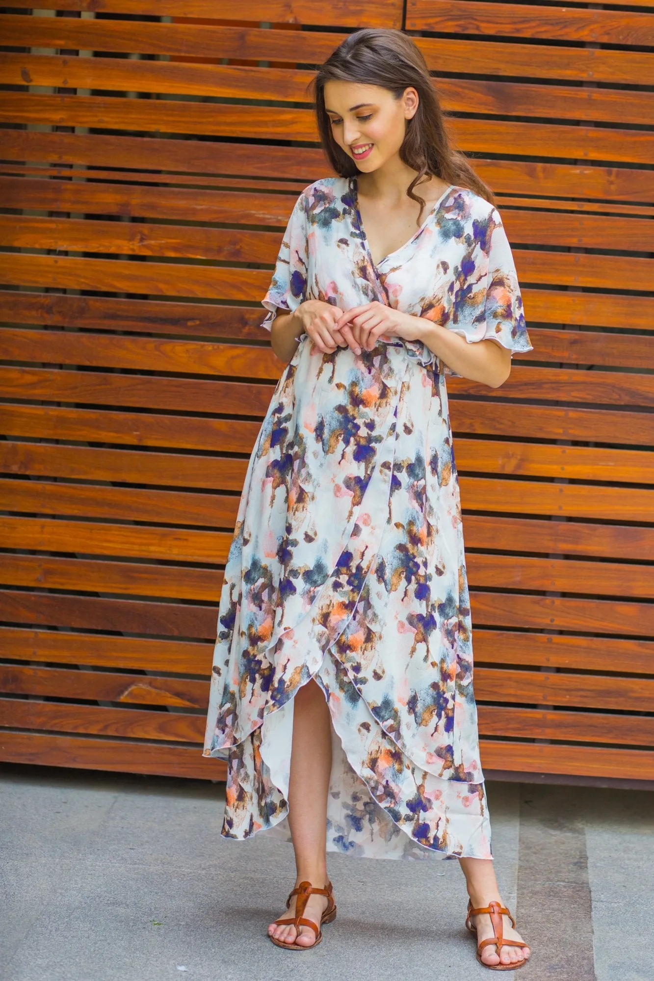 Watercolour Frost  Maternity & Nursing Layer Dress