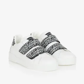 White & Black Leather Portofino Trainers