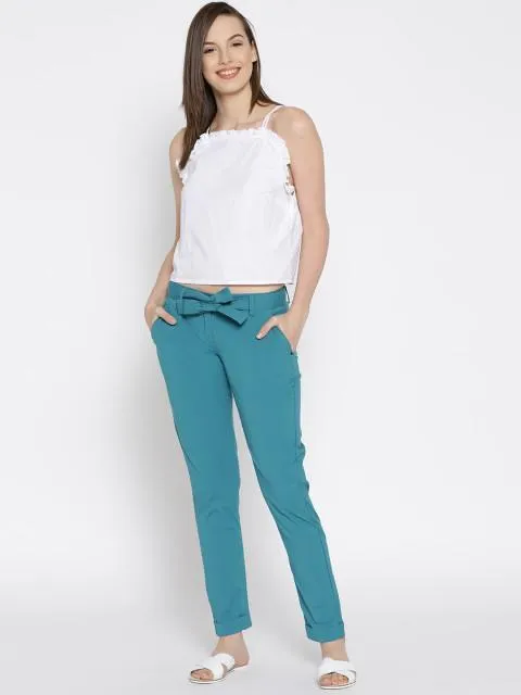 Women Solid Cropped Trousers