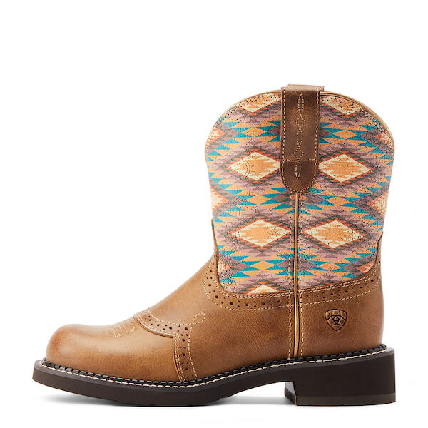 Women's Fatbaby Heritage Farrah Western Boot in Tan/Aztec