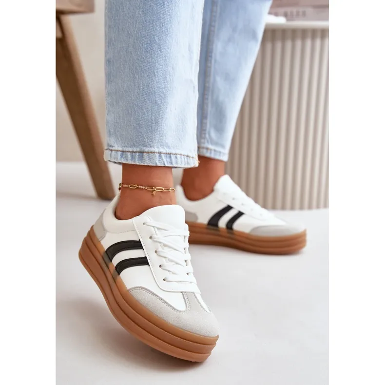 Women's Sneakers On The Platform White-Gray Nesonice