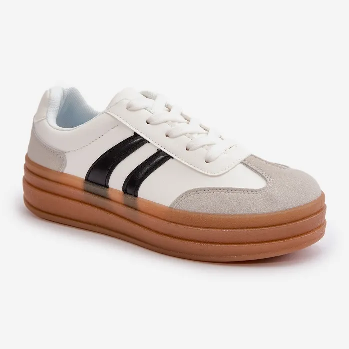 Women's Sneakers On The Platform White-Gray Nesonice