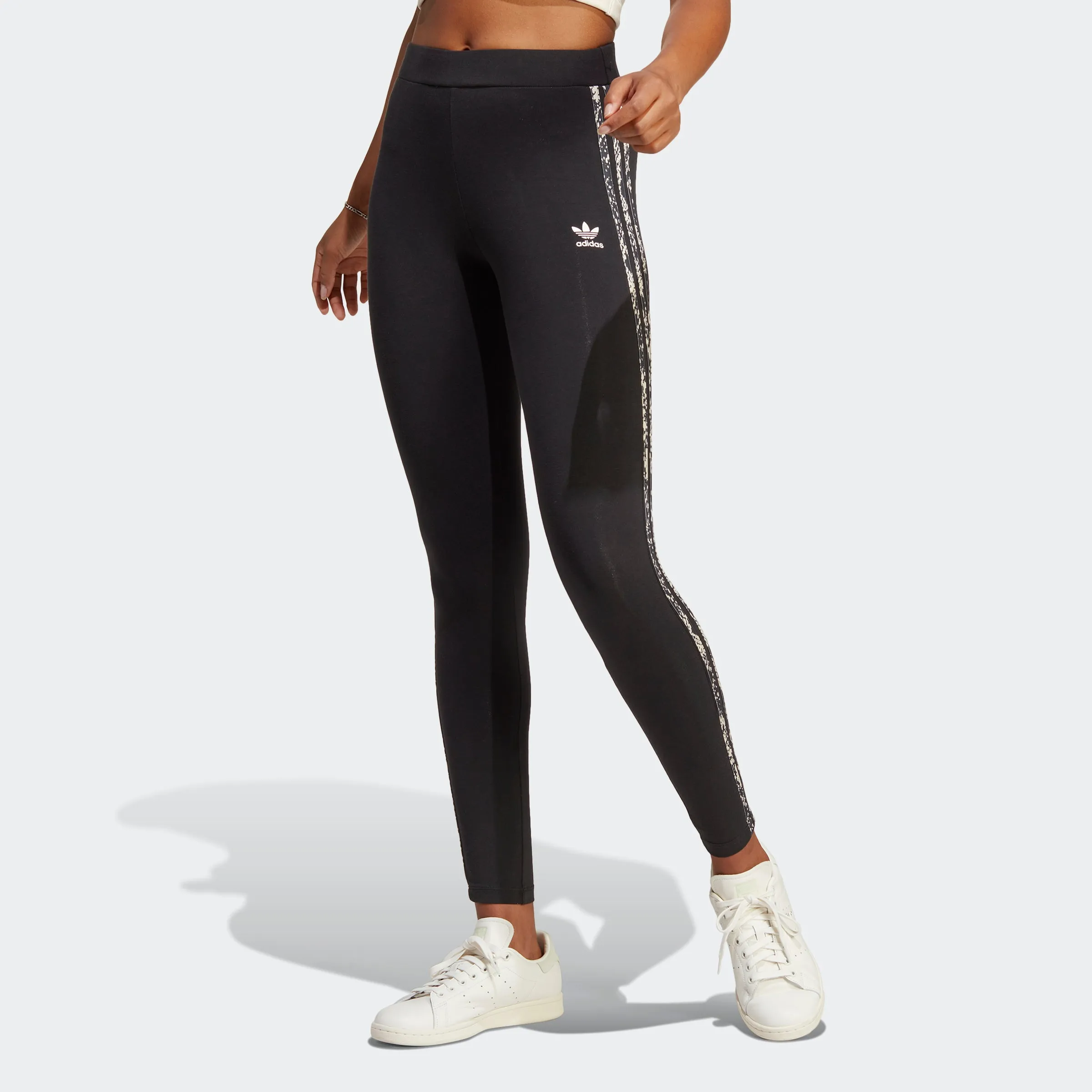 Women's adidas Originals 3-Stripes Print Leggings Black Snakeskin