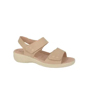 Womens/ladies floral synthetic nubuck sandals beige Boulevard