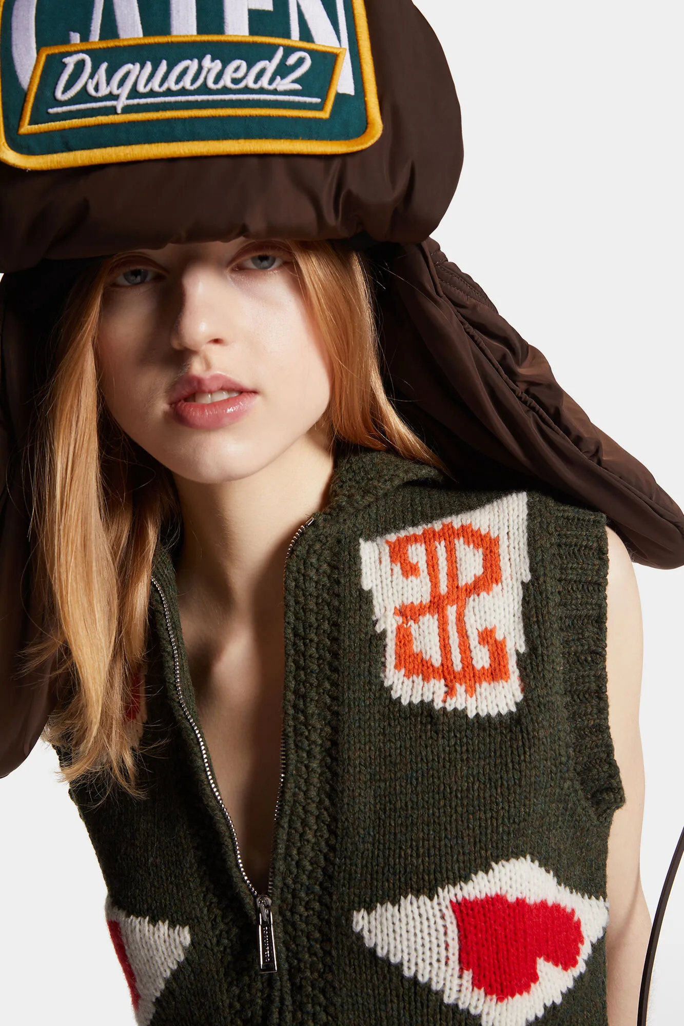 Wool Shetland Jacquarded Poker Cropped  Knit Vest