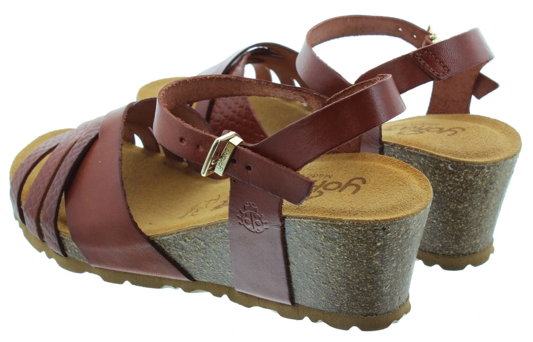 YOKONO Ladies Cadiz 137 Wedge Sandals In Tan