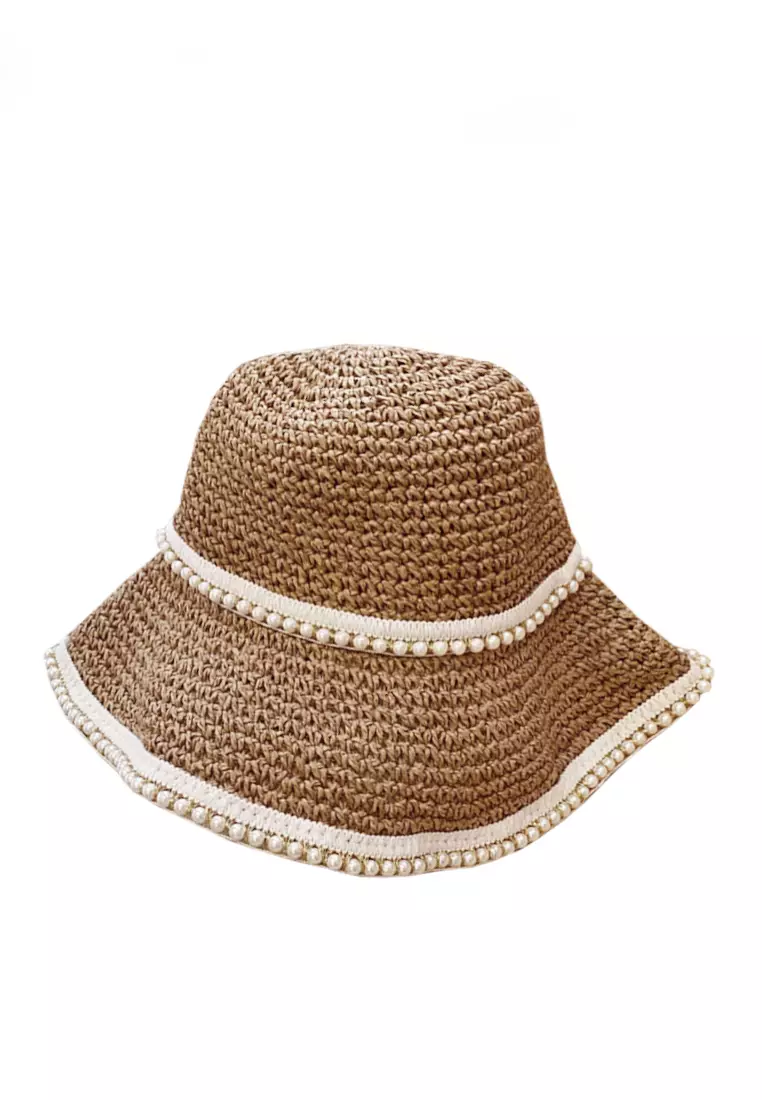 ZITIQUE Weaving pearl straw hat